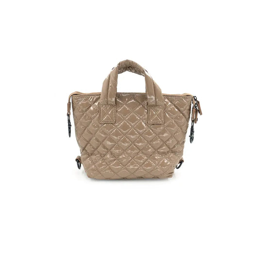 Patent Mocha Mini Quilted Bag