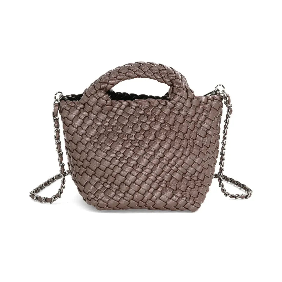 Braided Mini Tote Bag & Wristlet, Brown