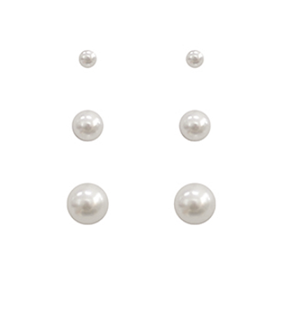 Pearl Stud Earrings Trio Set
