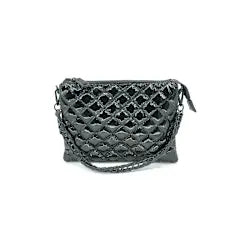 Rectangle Quilted Crossbody, Patent Black