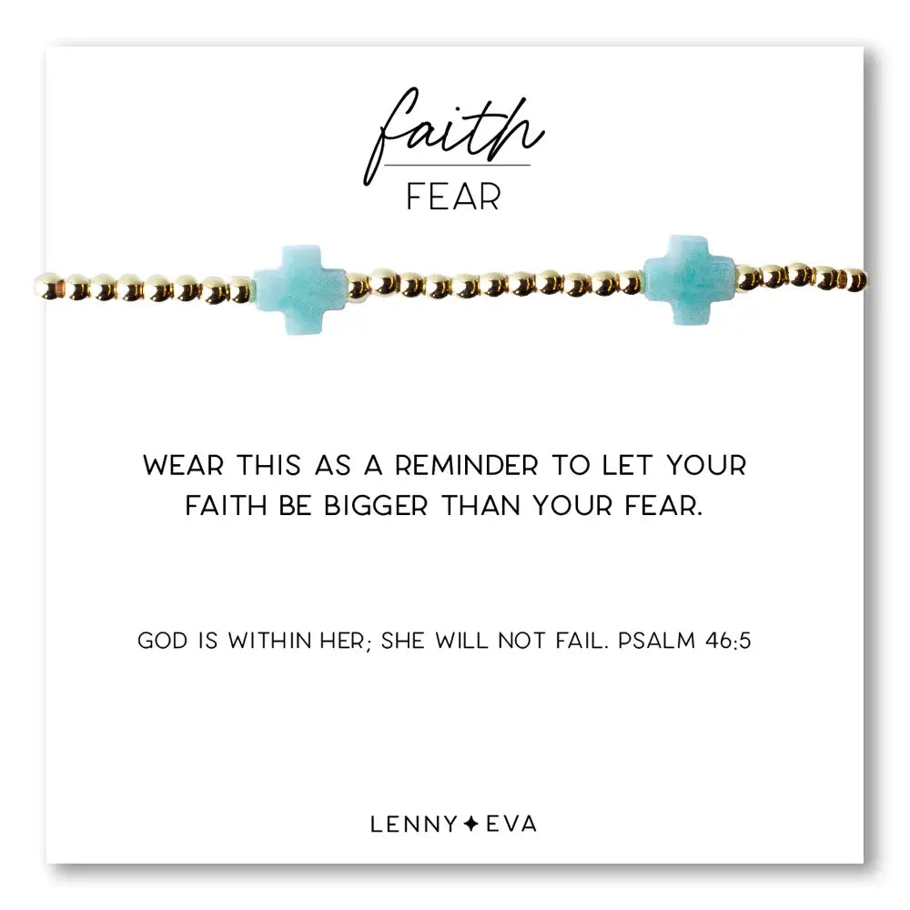 Faith Over Fear BraceletÂ­, AmazoniteÂ­ Gemstone Cross