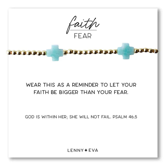 Faith Over Fear BraceletÂ­, AmazoniteÂ­ Gemstone Cross