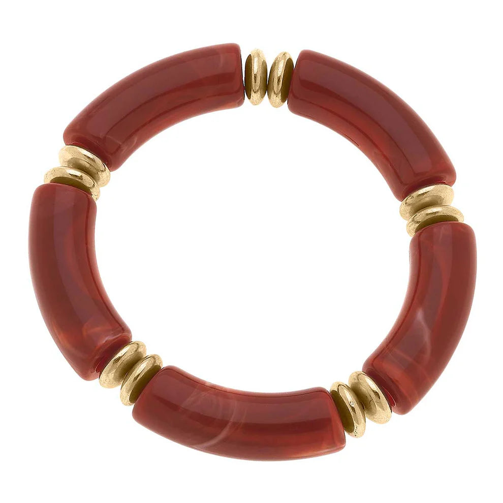 Lelani Disc Resin Stretch Bracelet, Rust