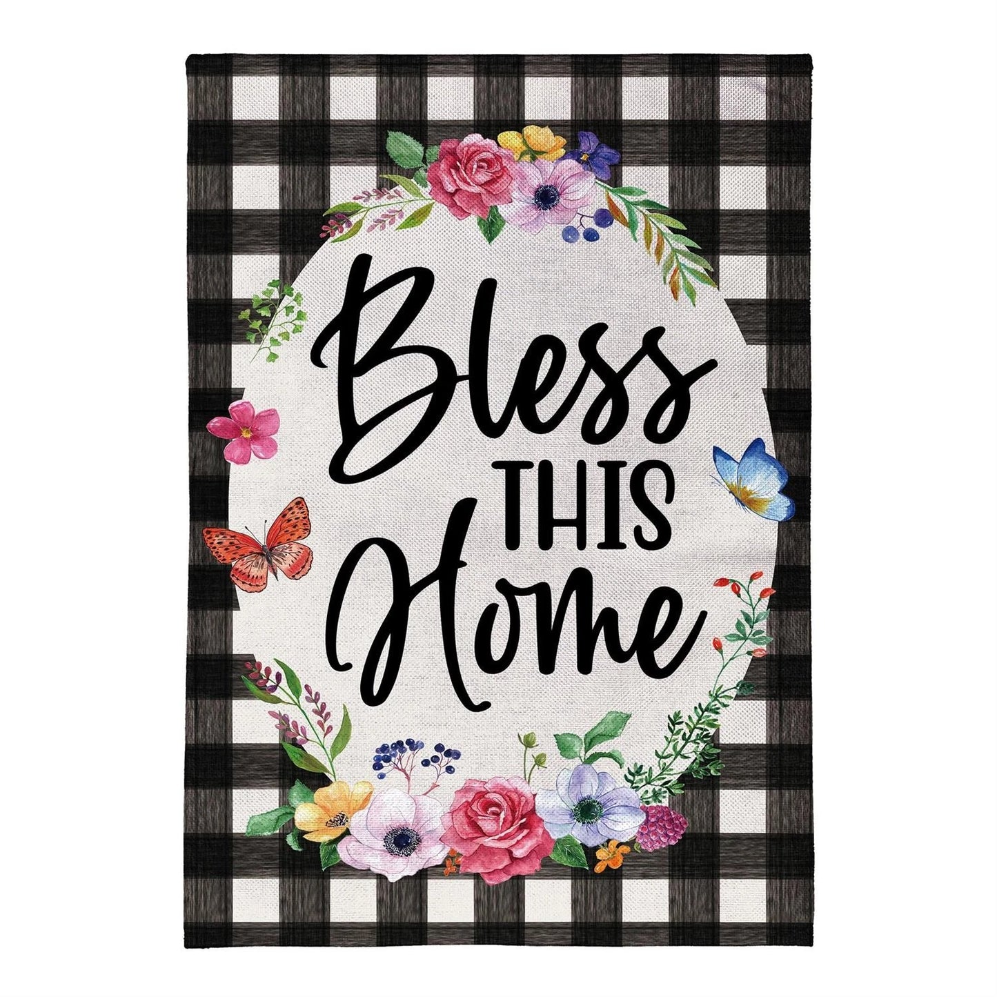 Bless This Home Burlap House Flag