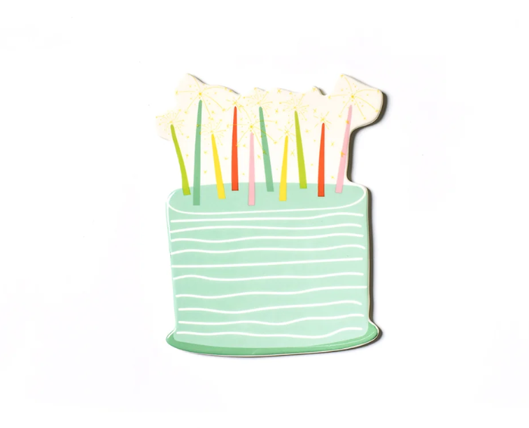 Sparkle Cake Big Attachment by happy everything in a mint green background with colorful sparkle candles on top
