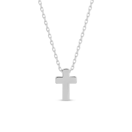 Necklace - Small Simple Cross, Silver